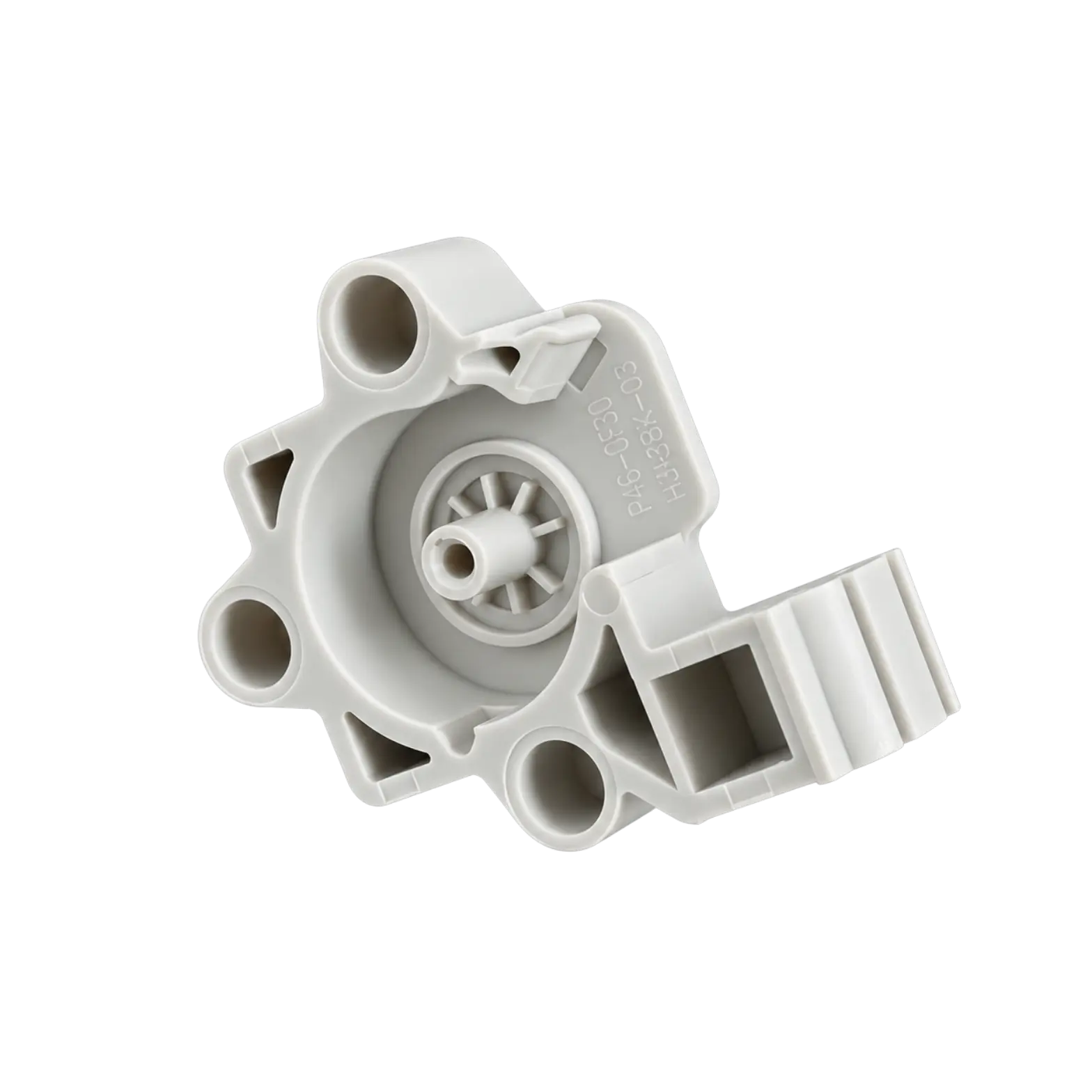 Molded bracket — plastic gear geometry reference